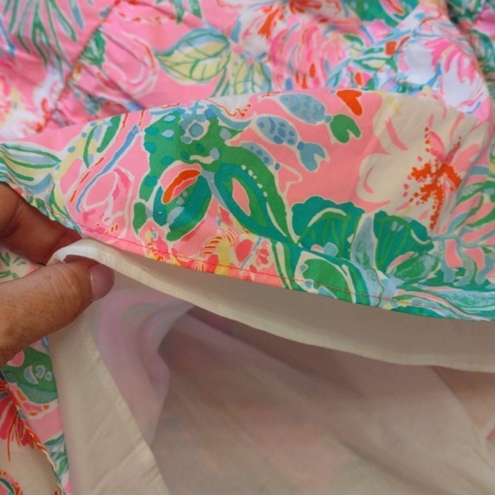 NWT Lilly Pulitzer Nalani Dress puff sleeve pink green size 16 - Picture 7 of 14
